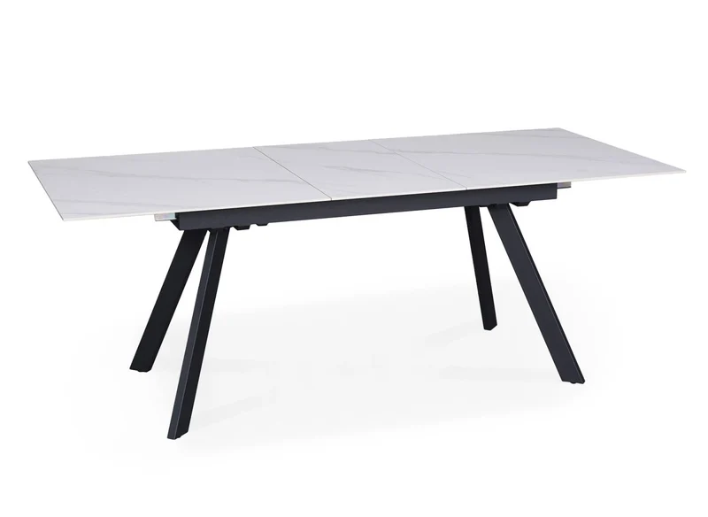 Table à manger rectangulaire extensible en céramique blanche ELYNE