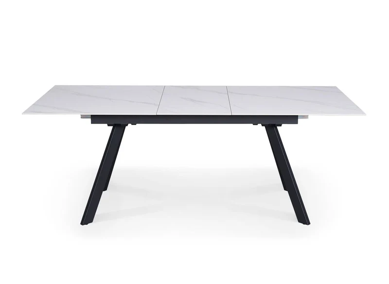 Table à manger rectangulaire extensible en céramique blanche ELYNE