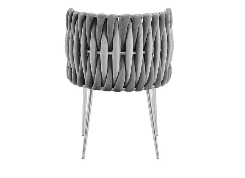 Lot de 2 chaises en velours gris pieds en métal argenté POLO
