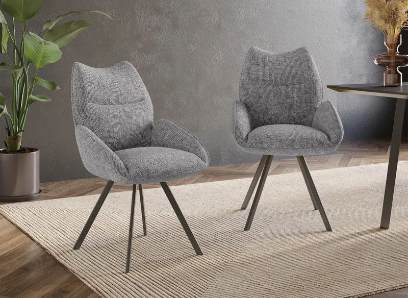 Chaise pivotante avec accoudoirs en tissu gris TALIA