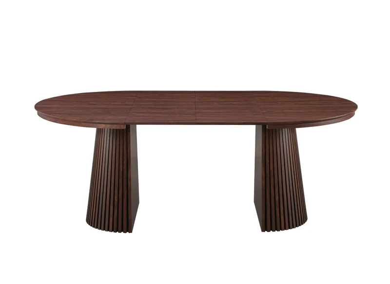 Table à manger ronde extensible en bois foncé 120-200cm HEKA