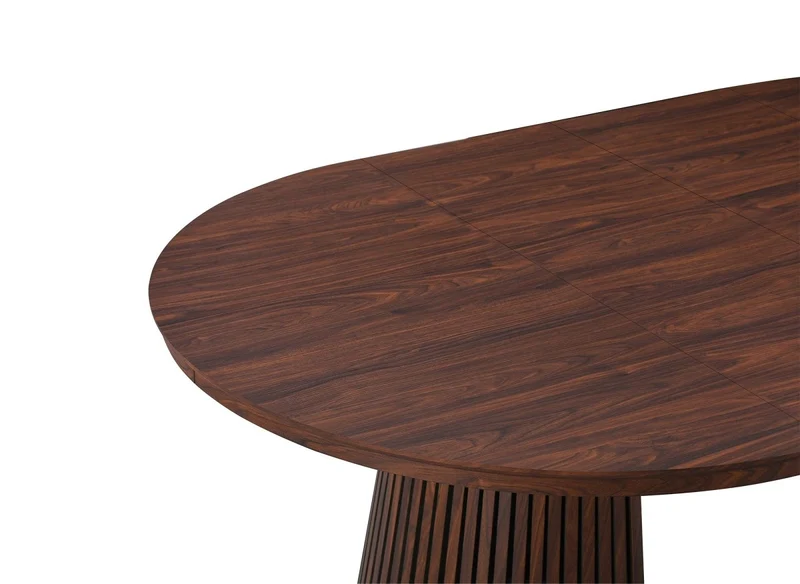 Table à manger ronde extensible en bois foncé 120-200cm HEKA