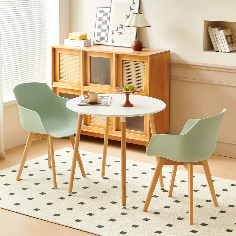Lot de 2 chaises d'appoint rembourrées - Pâte de haricots/Vert crème glacée-CLOVER