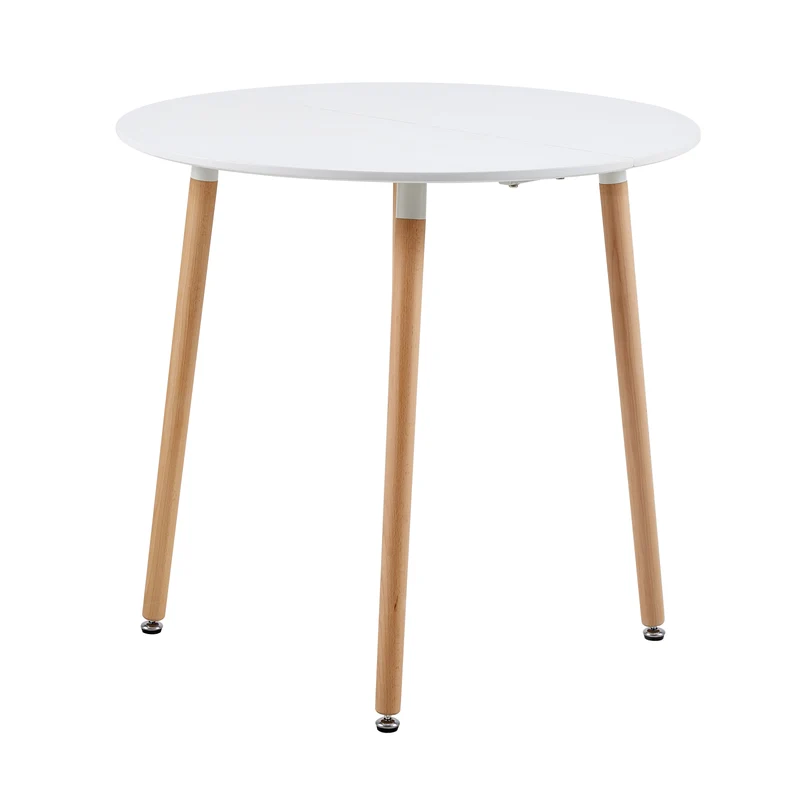 RONALD Table à manger ronde 90 cm avec 4 pieds - Blanc