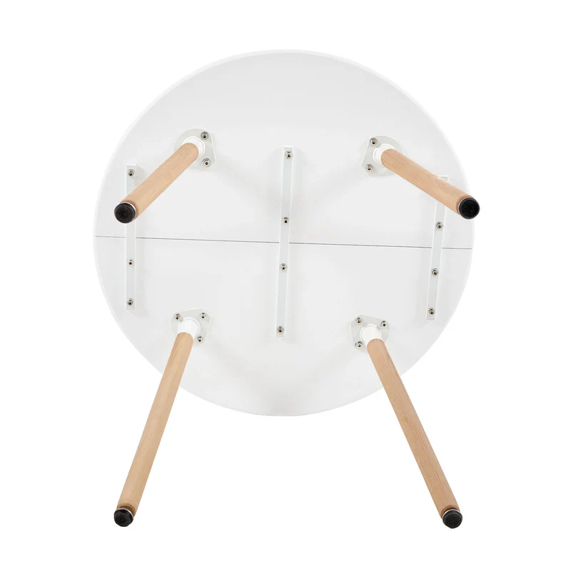 RONALD Table à manger ronde 90 cm avec 4 pieds - Blanc
