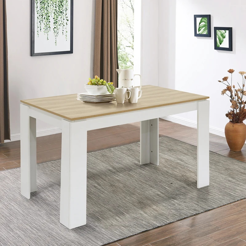 MUSK Table à manger avec 120 cm - Blanc/CHÊNE/Noir