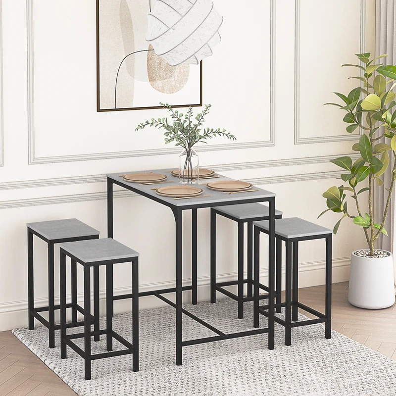 FAIRMAN Ensemble de bar rétro pour 4 personnes - Motif marbre gris