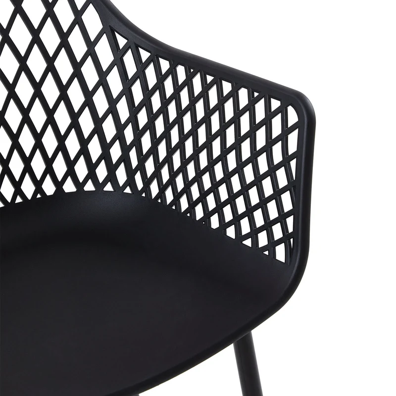 Chaise à bras creux ROME (Ensemble de 6) - Noir/Blanc