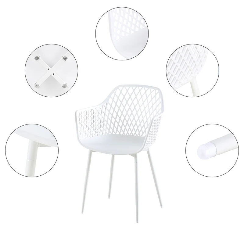Chaise à bras creux ROME (Ensemble de 4) - Blanc