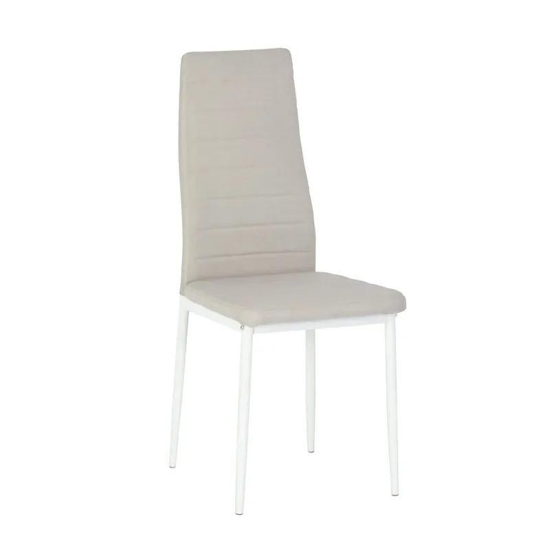 ANN Chaises de salle à manger modernes rembourrées en lin (lot de 4) - Beige/Marron/Gris
