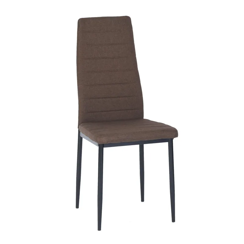 ANN Chaises de salle à manger modernes rembourrées en lin (lot de 4) - Beige/Marron/Gris