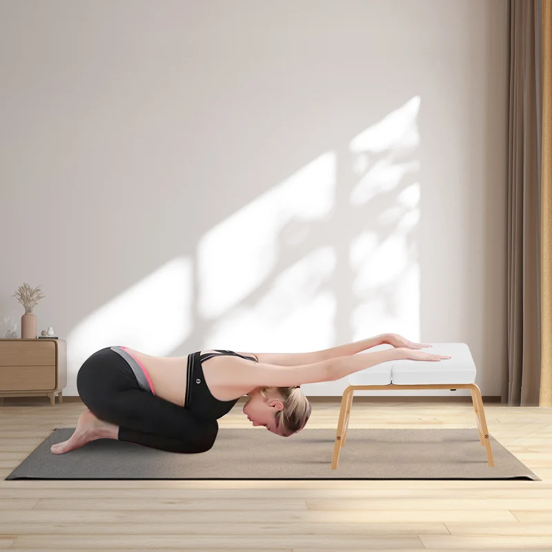 Banc de poirier de yoga, chaise d'inversion de yoga pour le renforcement du noyau - Blanc/Noir