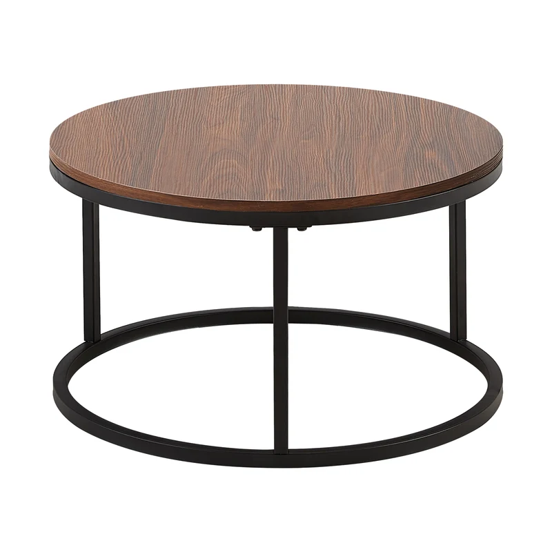 VARESE Table basse gigogne Φ80*45cm/Φ60*35 - Couleur marron/MARBRE