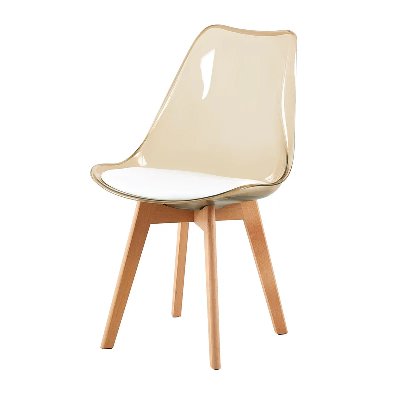 TULIP Chaise de salle à manger à dossier de chaise Tawny et pieds en hêtre - Ensemble de 2/4