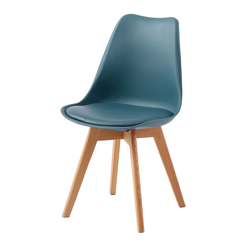 TULIP Chaise de Salle à Manger Rembourrée-Série Bleue Set de 2