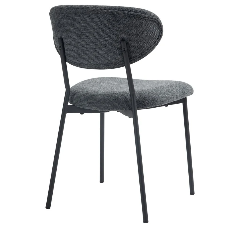 Chaise repas en tissu gris fonce