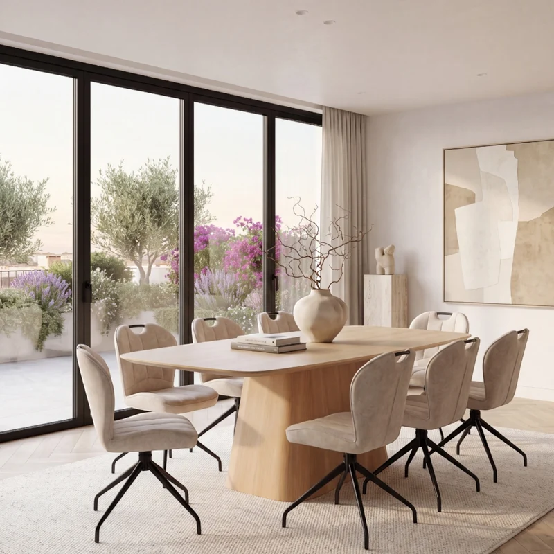 Table repas placage chêne 200 cm