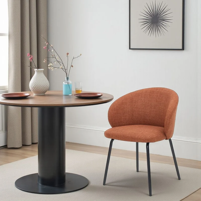 Chaise repas tissu caramel