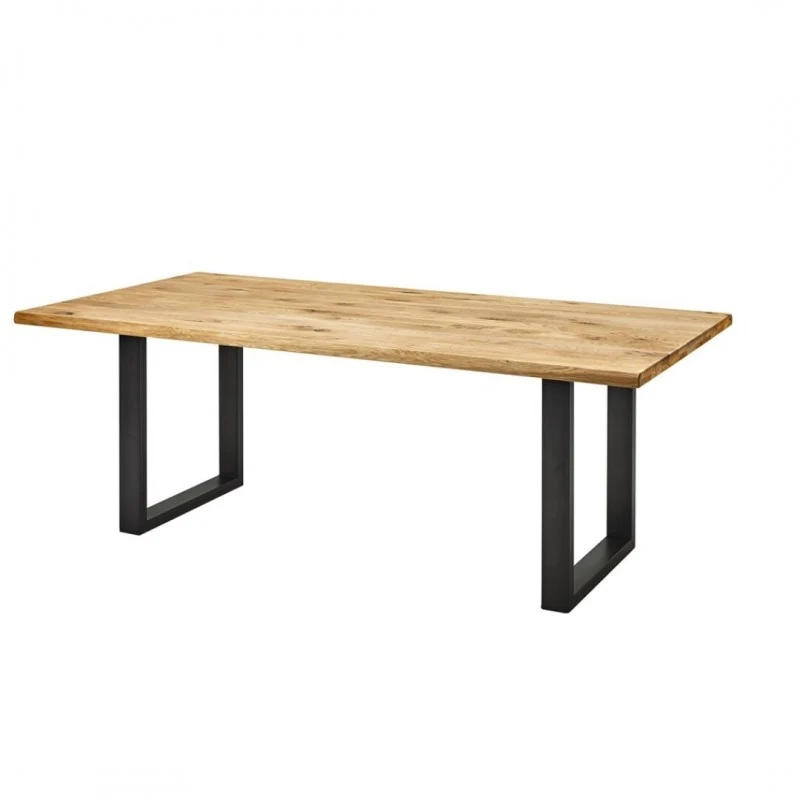Table en Chêne Massif sur mesure "PONZA" et Pieds U en Métal Noir