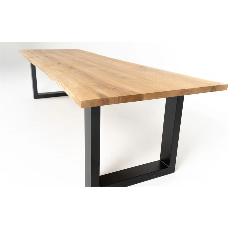 Table en Chêne Massif sur mesure "PONZA" et Pieds U en Métal Noir