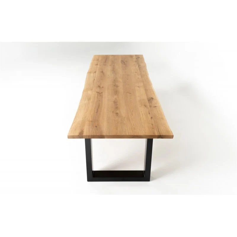 Table en Chêne Massif sur mesure "PONZA" et Pieds U en Métal Noir