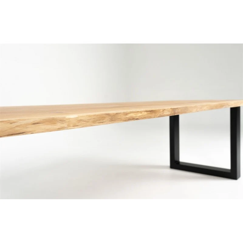 Table en Chêne Massif sur mesure "PONZA" et Pieds U en Métal Noir