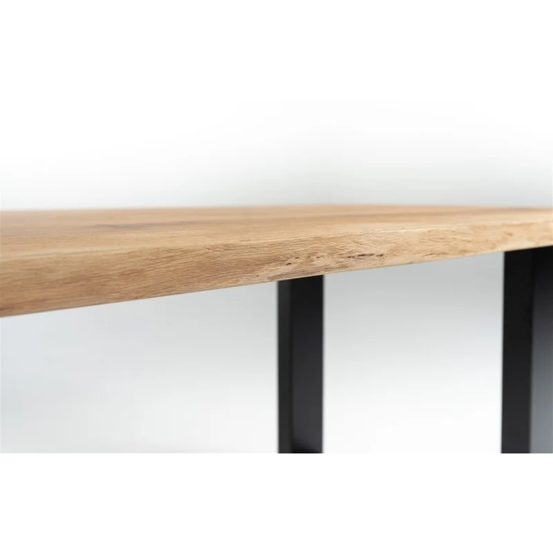 Table en Chêne Massif sur mesure "PONZA" et Pieds U en Métal Noir