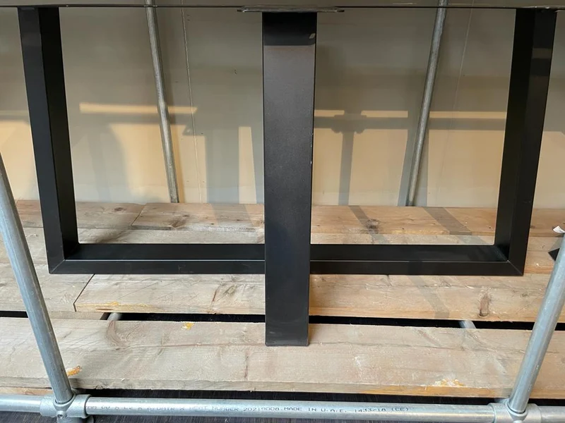 Pied de Table Design "Double Carré" en Métal Noir Mat