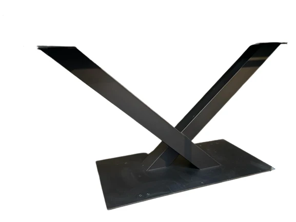 Pied de Table Central "Forme V" en Métal Noir Mat