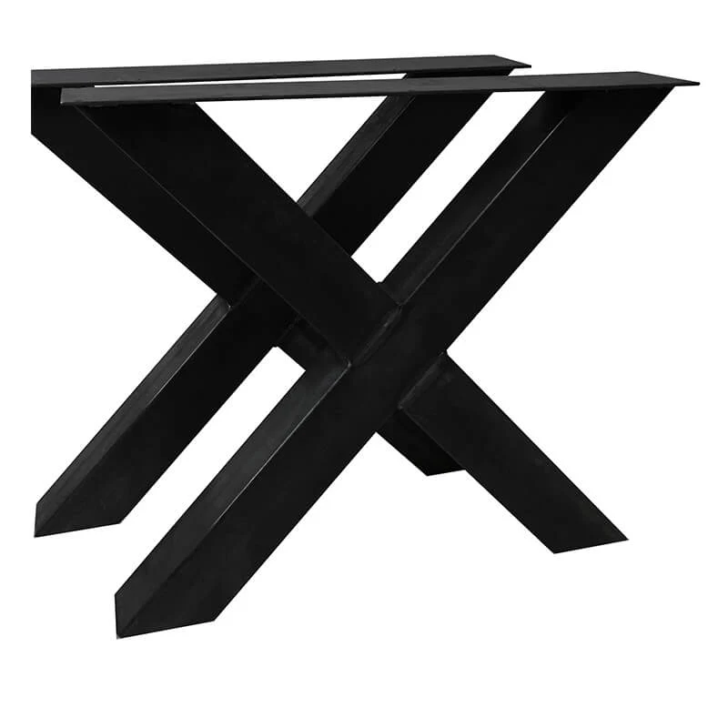 Lot de 2 Pieds de Table "Forme X" en Métal Noir Mat (10 cm)