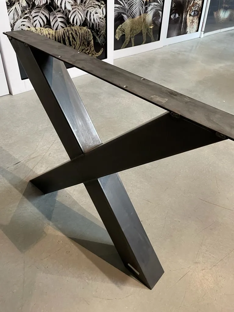 Lot de 2 Pieds de Table "Forme X" en Métal Noir Mat (10 cm)