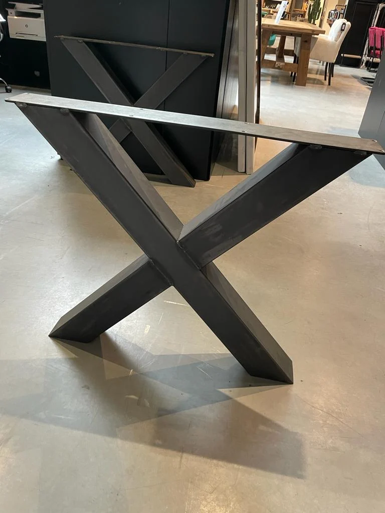Lot de 2 Pieds de Table "Forme X" en Métal Noir Mat (10 cm)