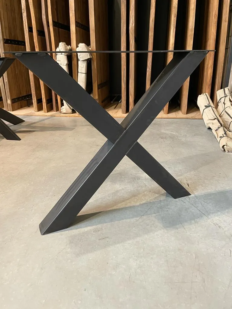 Lot de 2 Pieds de Table "Forme X" en Métal Noir Mat (10 cm)