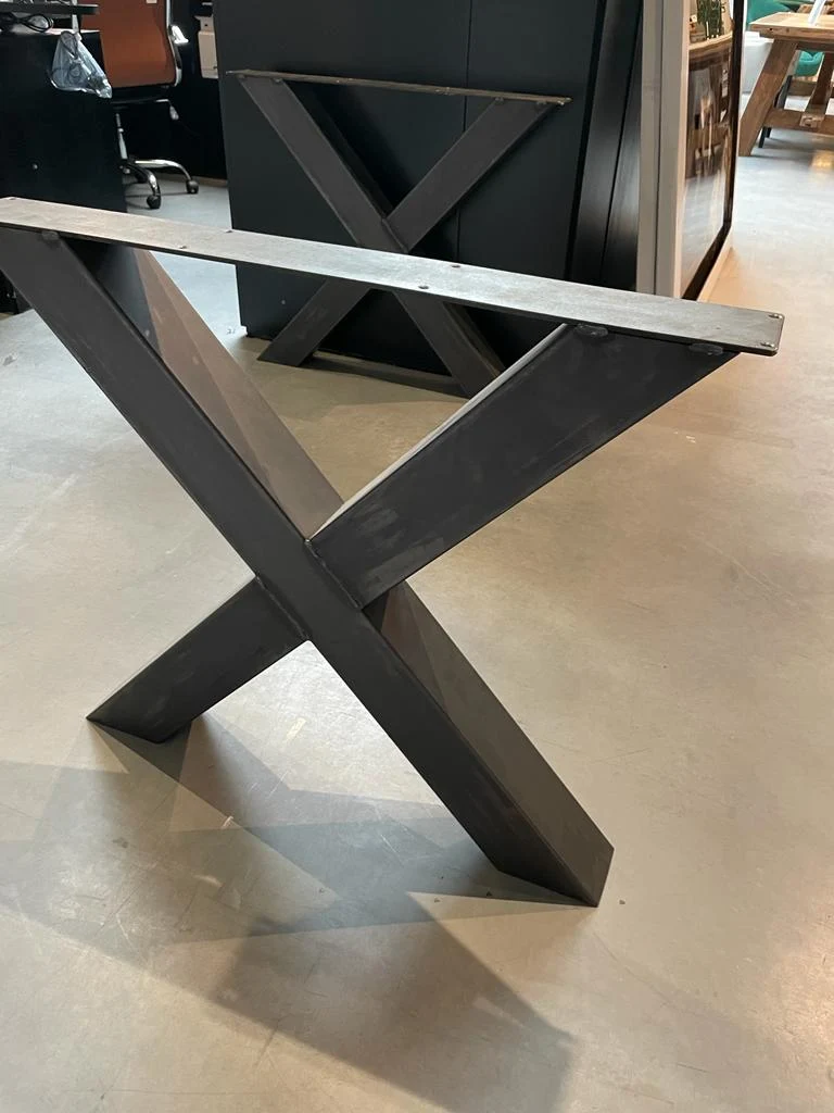 Lot de 2 Pieds de Table "Forme X" en Métal Noir Mat (10 cm)