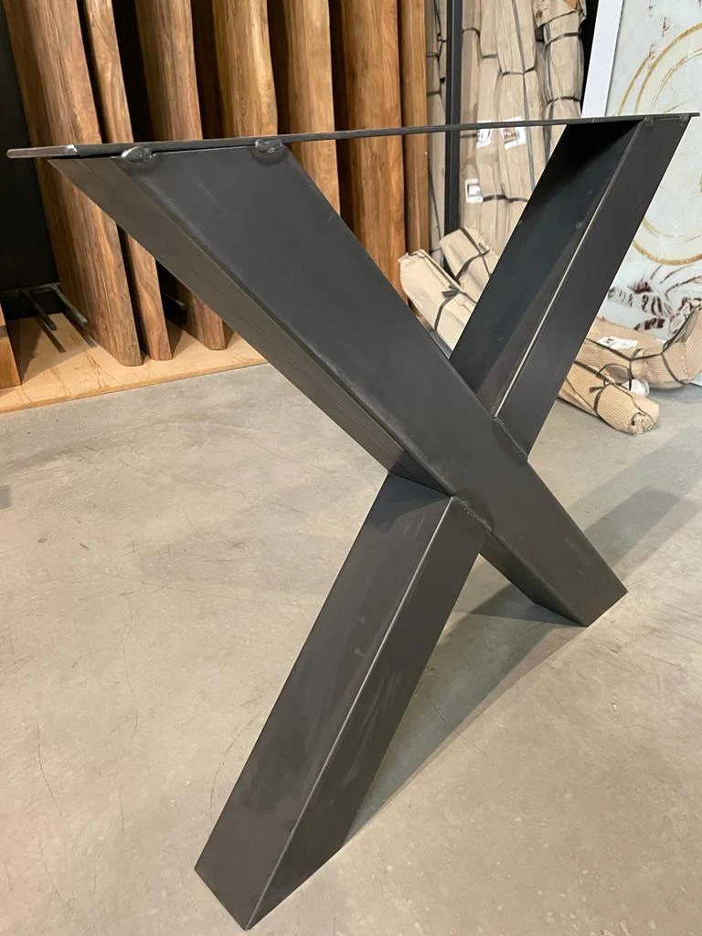 Lot de 2 Pieds de Table "Forme X" en Métal Noir Mat (10 cm)