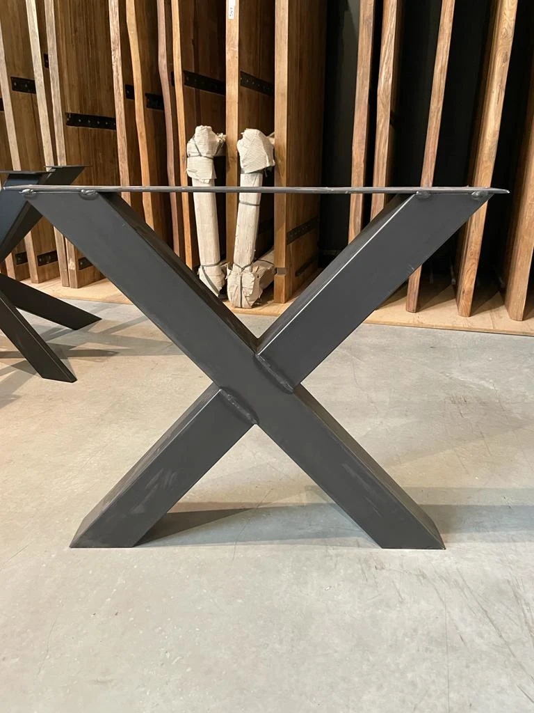 Lot de 2 Pieds de Table "Forme X" en Métal Noir Mat (10 cm)