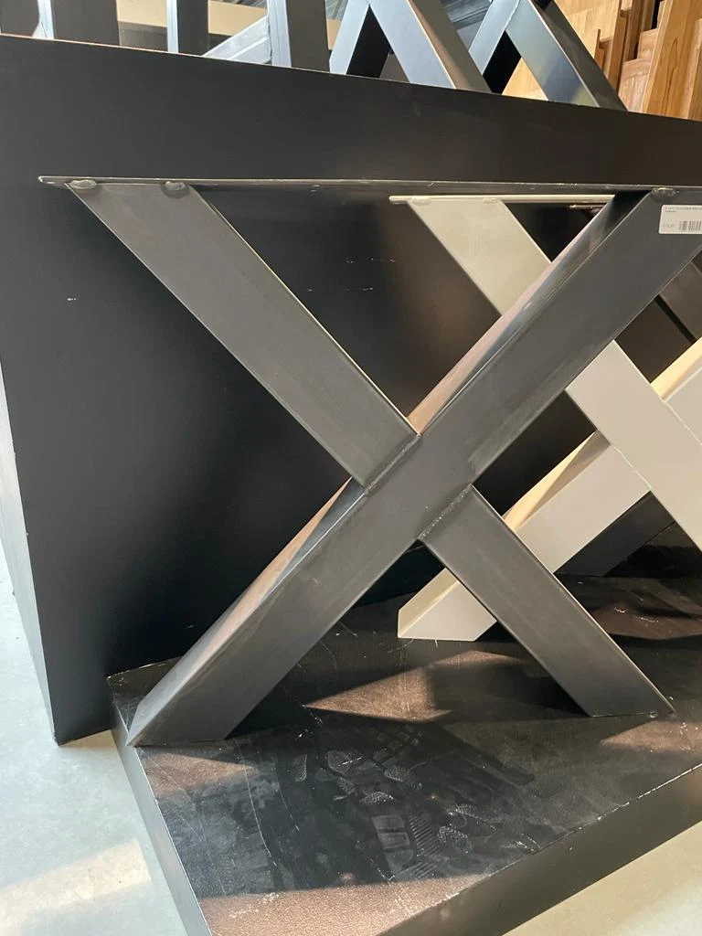 Lot de 2 Pieds de Table "Forme X" en Métal Noir Mat (10 cm)