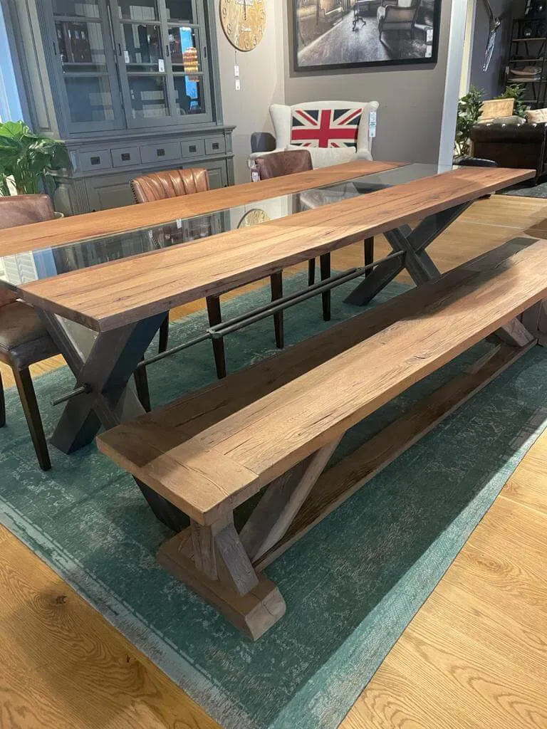 Table Design en Chêne Massif Verre et Métal "VETRO" - Sur Mesure