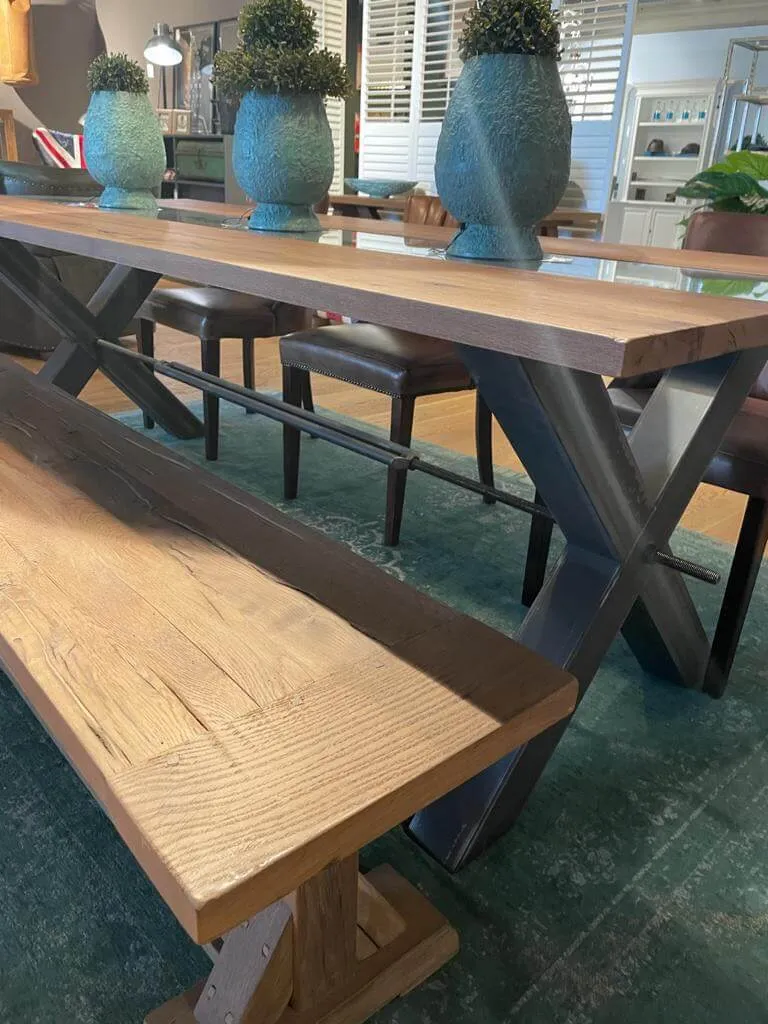 Table Design en Chêne Massif Verre et Métal "VETRO" - Sur Mesure