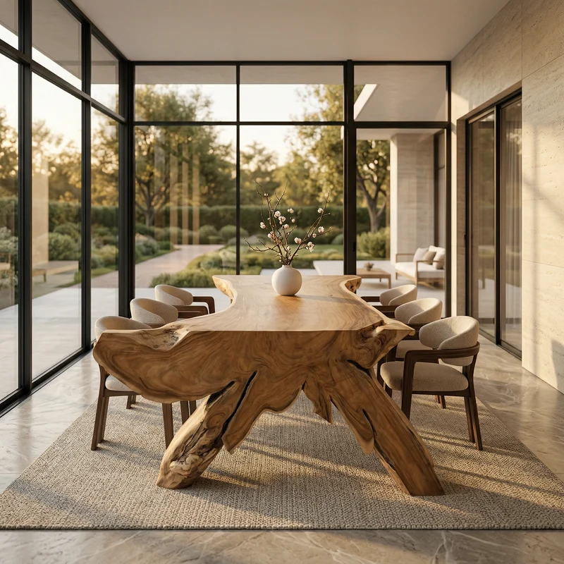 Table en Bois de Suar Massif sur Mesure - Pièce Unique d'Ébéniste
