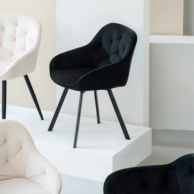 Fauteuil salle à manger en velours épais rembourré pivotant à 360° Keaton [Lot de 2] [Velours]