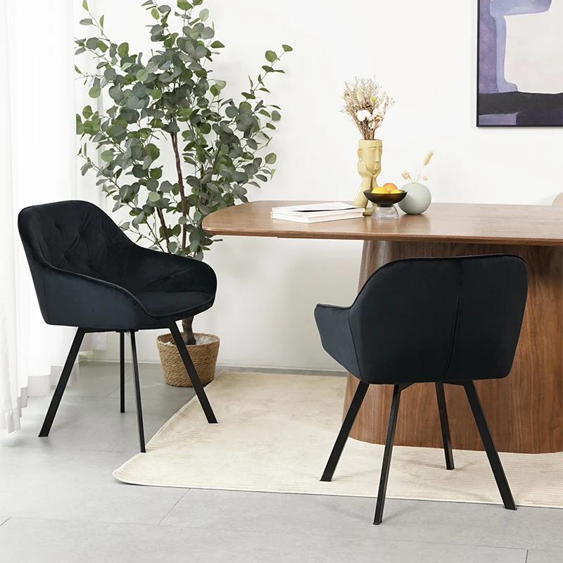 Fauteuil salle à manger en velours épais rembourré pivotant à 360° Keaton [Lot de 2] [Velours]