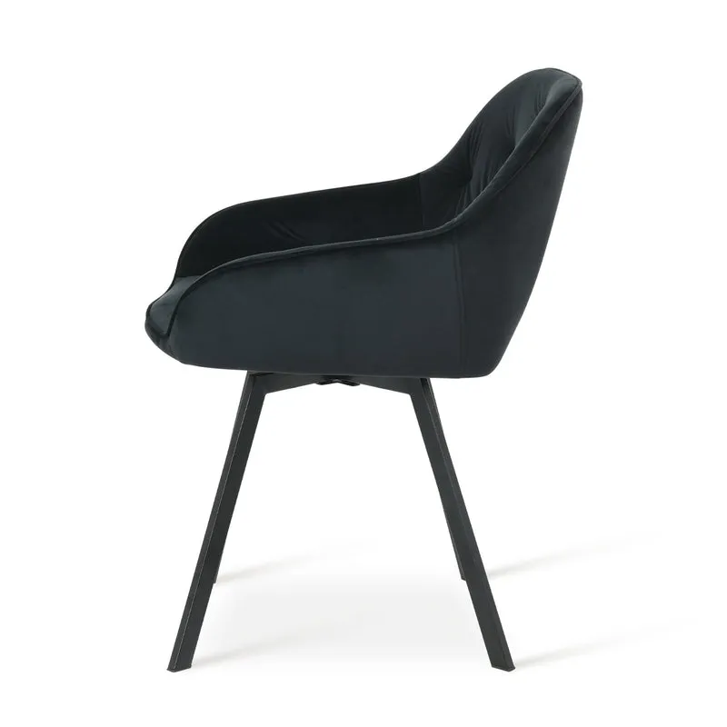 Fauteuil salle à manger en velours épais rembourré pivotant à 360° Keaton [Lot de 2] [Velours]