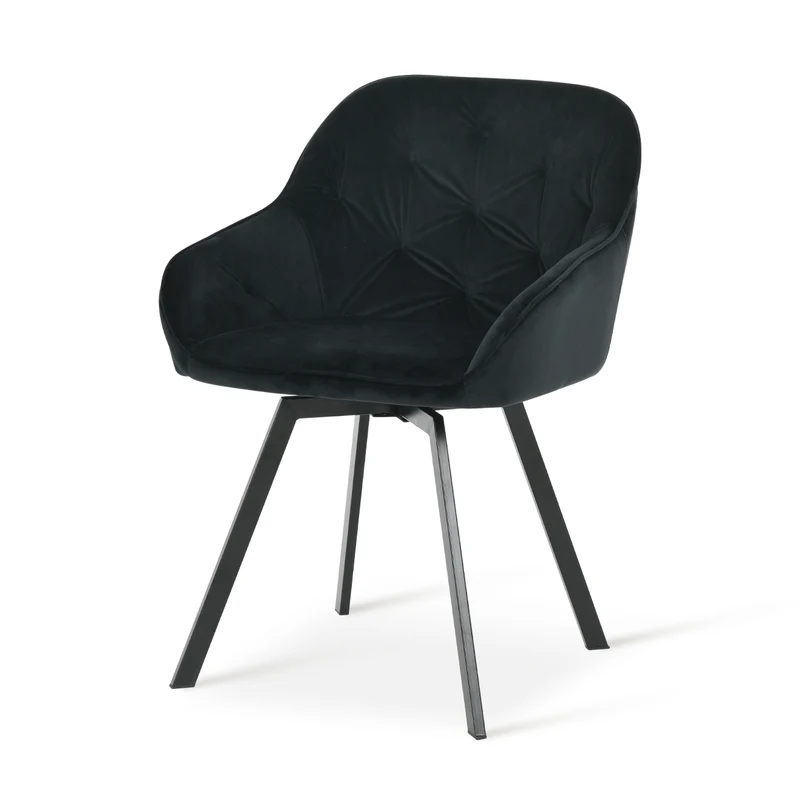 Fauteuil salle à manger en velours épais rembourré pivotant à 360° Keaton [Lot de 2] [Velours]