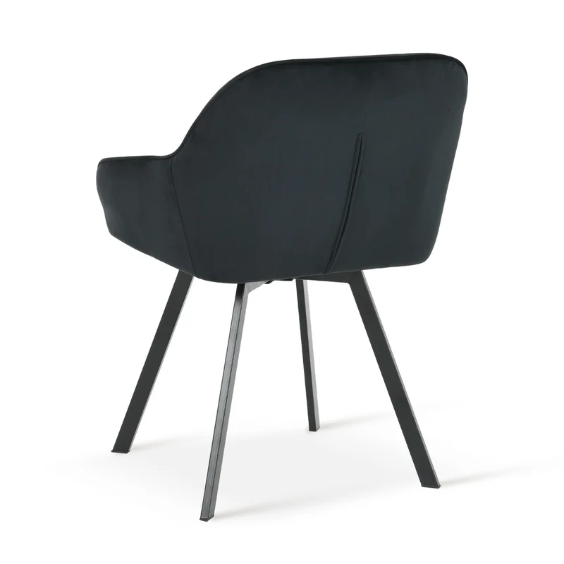 Fauteuil salle à manger en velours épais rembourré pivotant à 360° Keaton [Lot de 2] [Velours]