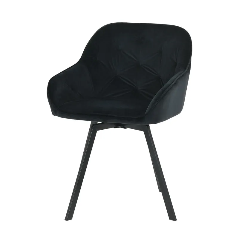 Fauteuil salle à manger en velours épais rembourré pivotant à 360° Keaton [Lot de 2] [Velours]