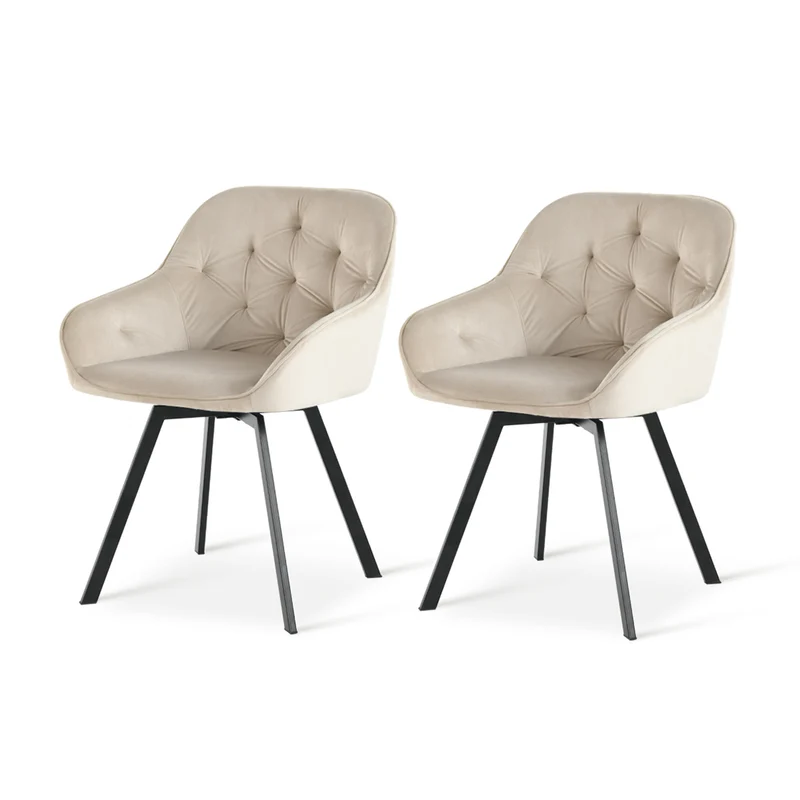 Fauteuil salle à manger en velours épais rembourré pivotant à 360° Keaton [Lot de 2] [Velours]