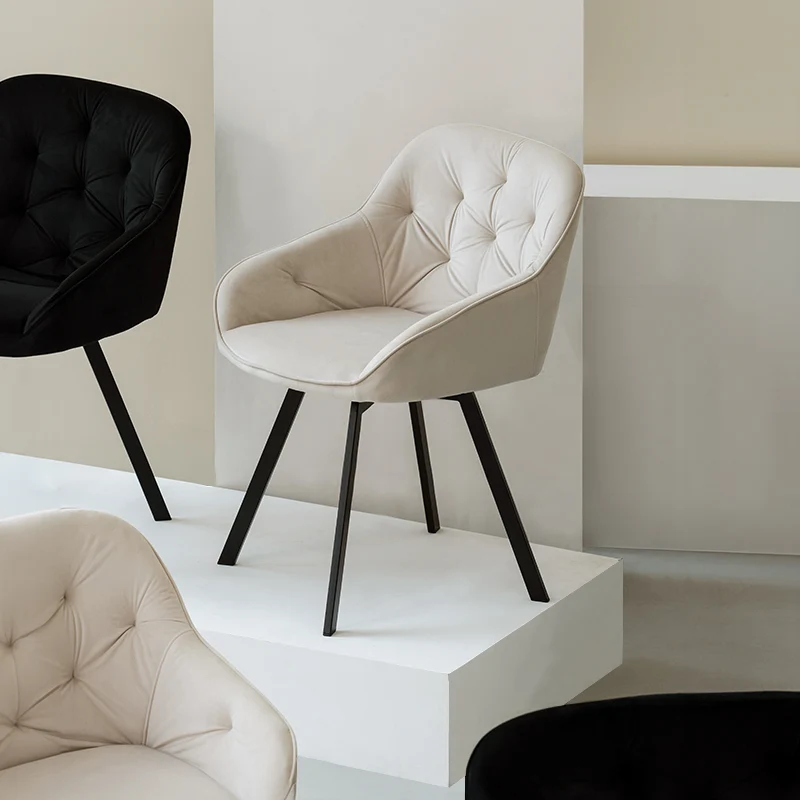 Fauteuil salle à manger en velours épais rembourré pivotant à 360° Keaton [Lot de 2] [Velours]