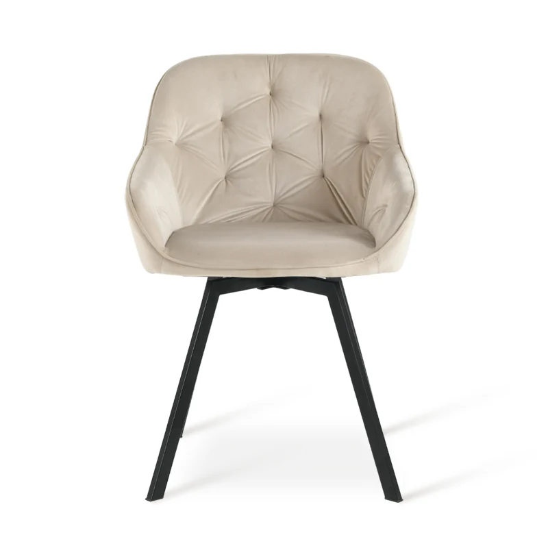 Fauteuil salle à manger en velours épais rembourré pivotant à 360° Keaton [Lot de 2] [Velours]