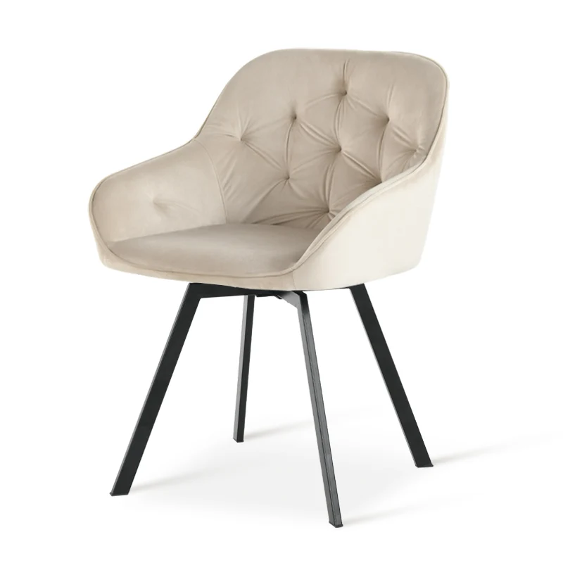 Fauteuil salle à manger en velours épais rembourré pivotant à 360° Keaton [Lot de 2] [Velours]